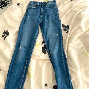 2 pairs of high waisted straight jeans from Zara